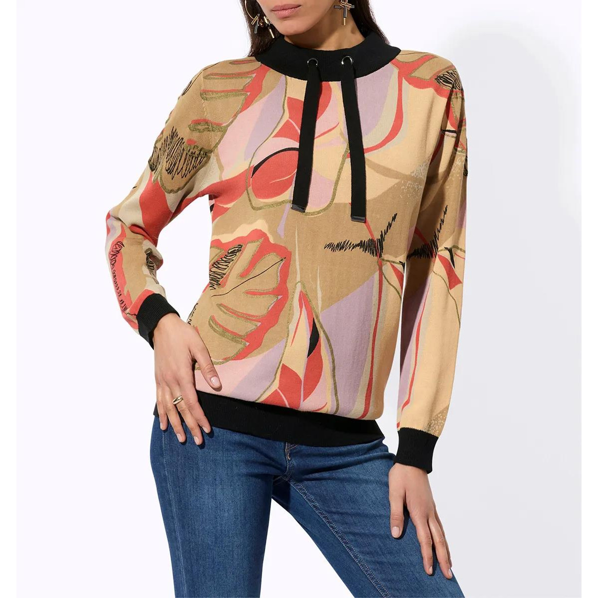 Pullover beige-bedruckt