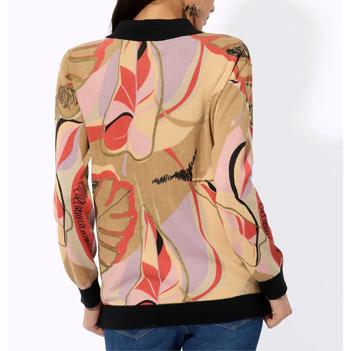Pullover beige-bedruckt