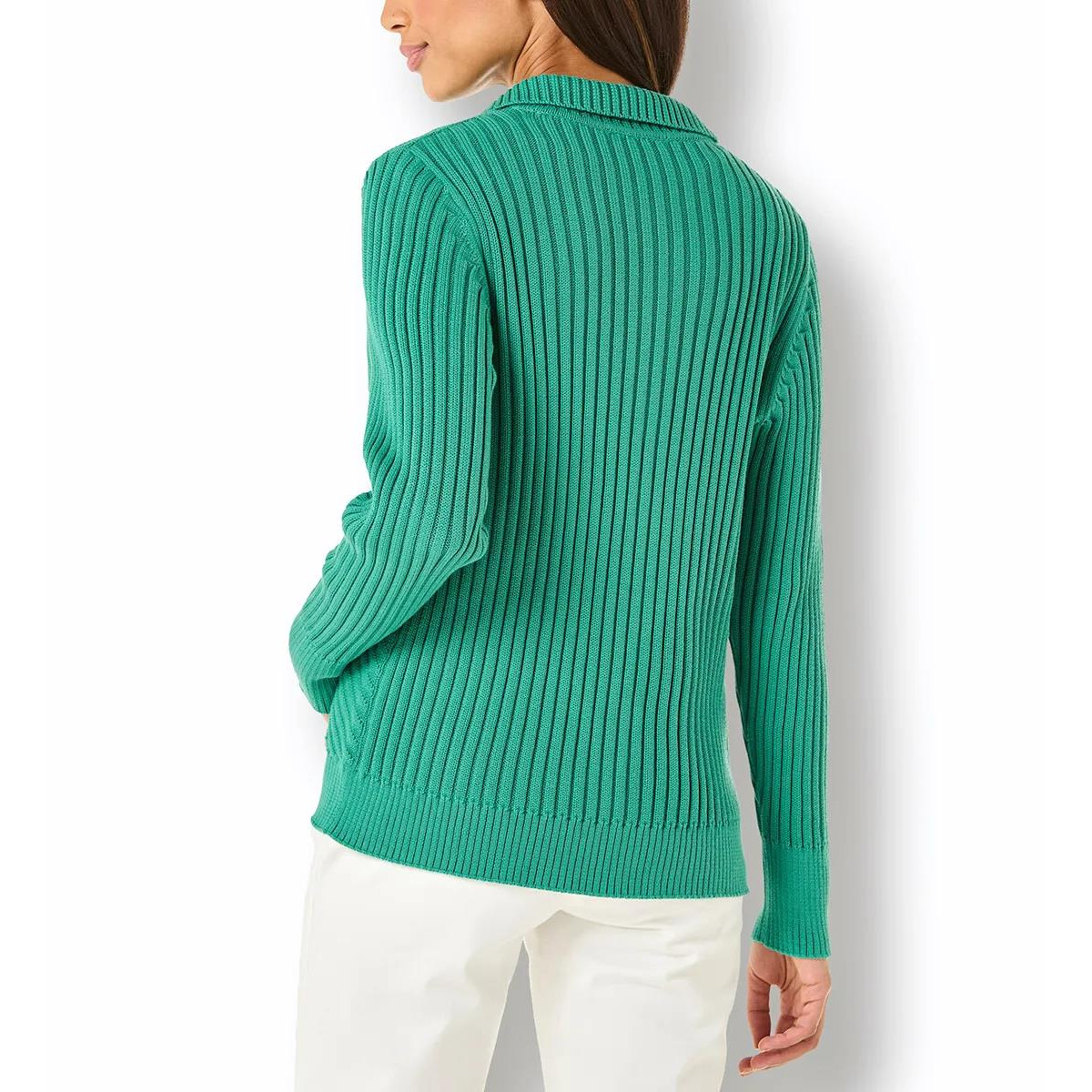 Rippenstrickjacke m. Reißverschluss smaragd