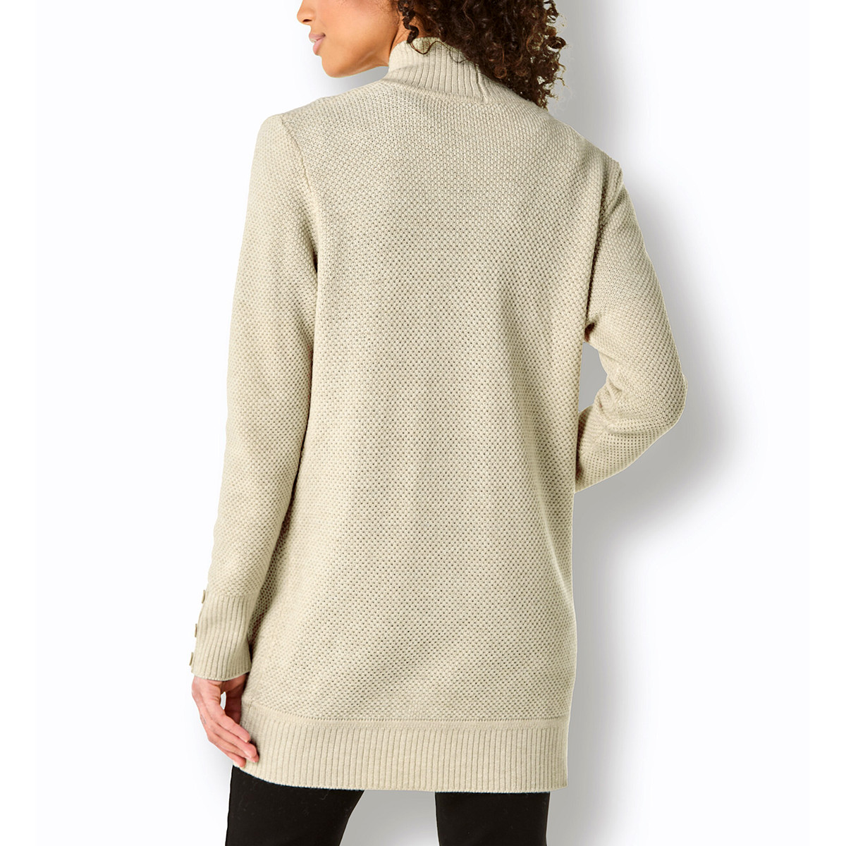 Viskose-Schurwoll-Strickjacke elfenbein-ecru-meliert