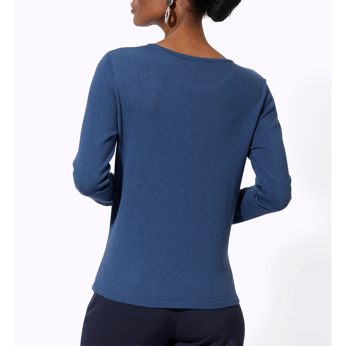 Pullover m.transparenten Pailletten jeansblau
