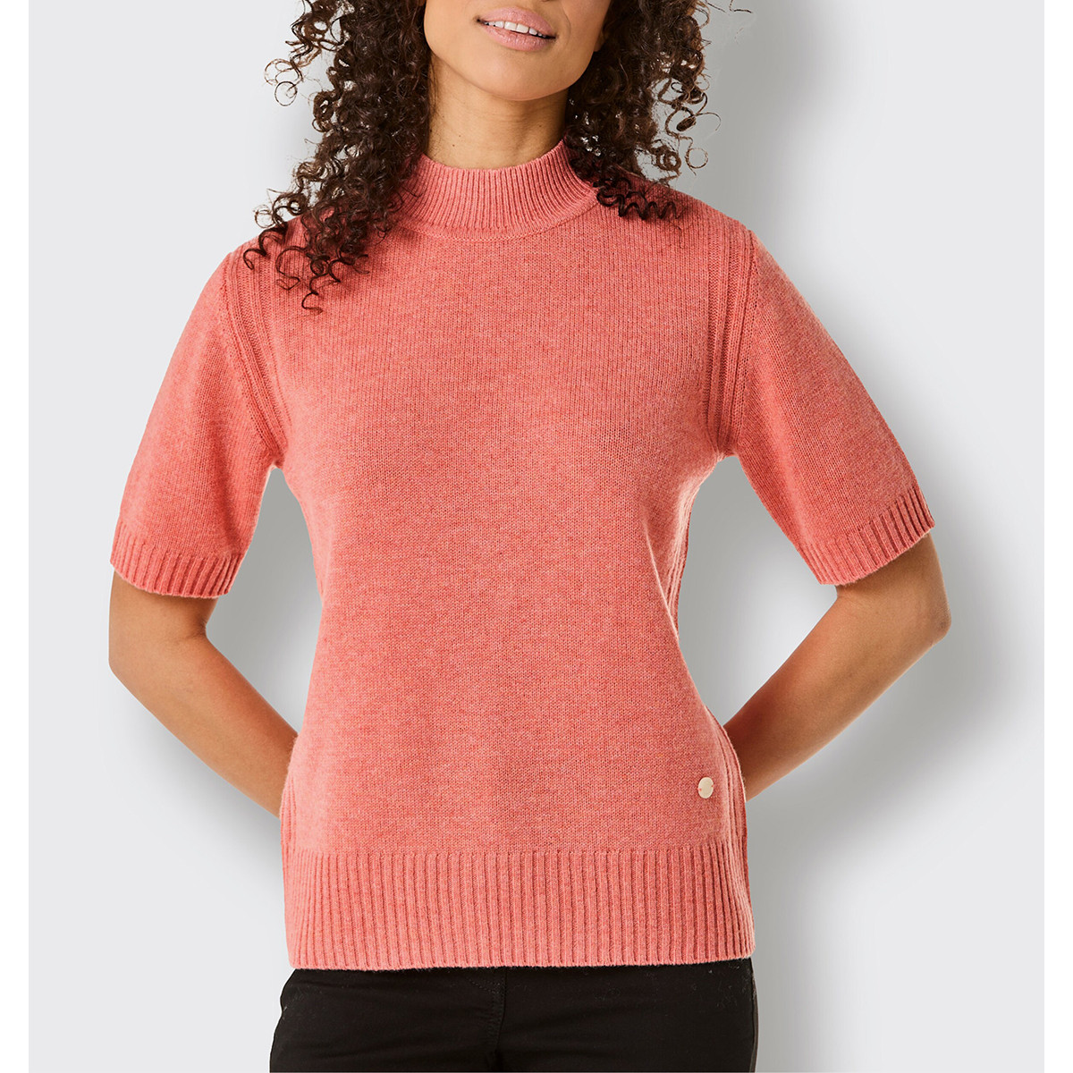 Merino-Kaschmir-Pullover koralle-meliert