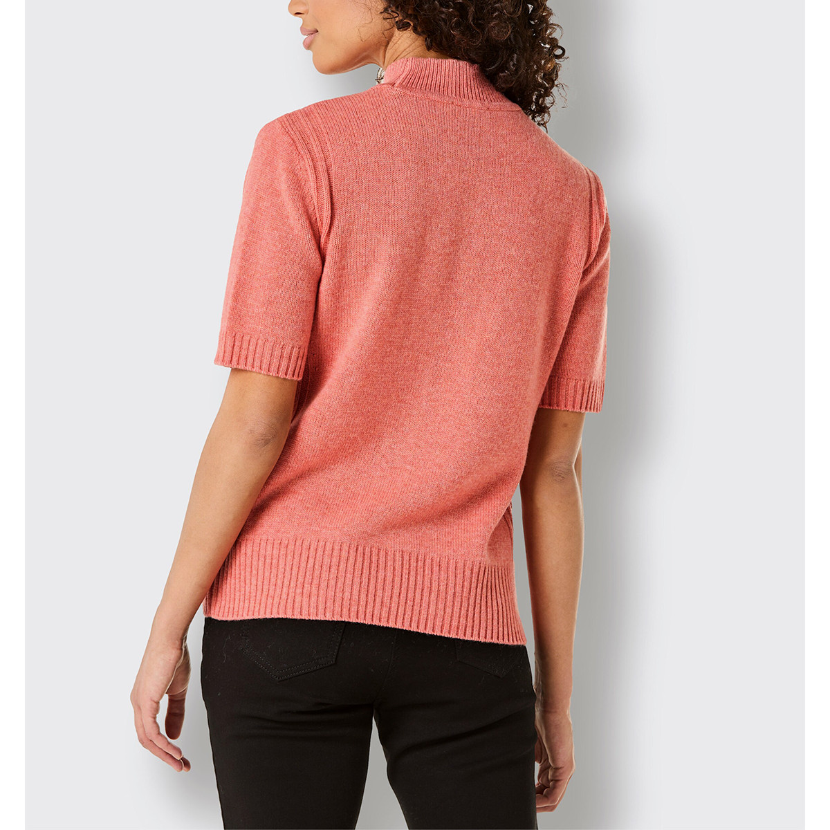 Merino-Kaschmir-Pullover koralle-meliert