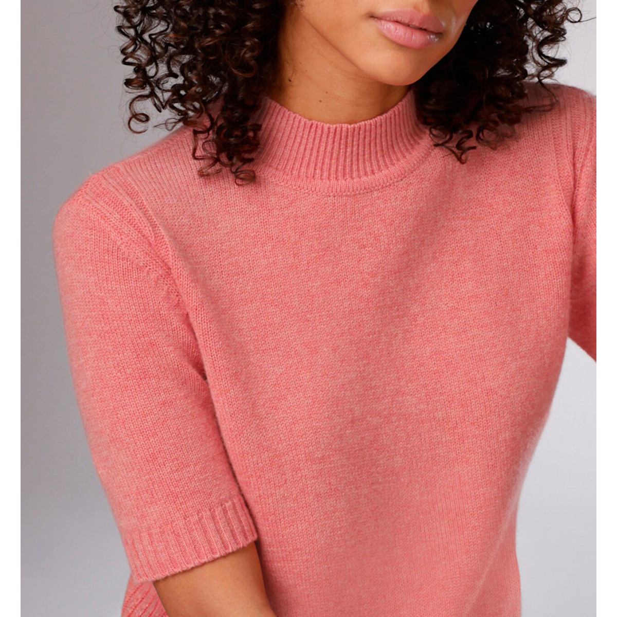 Merino-Kaschmir-Pullover koralle-meliert