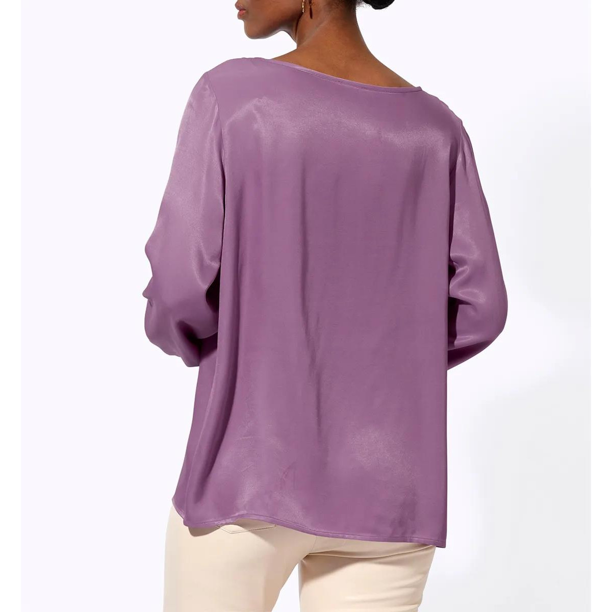 Schlupfbluse m.Spitzeneinsatz violett