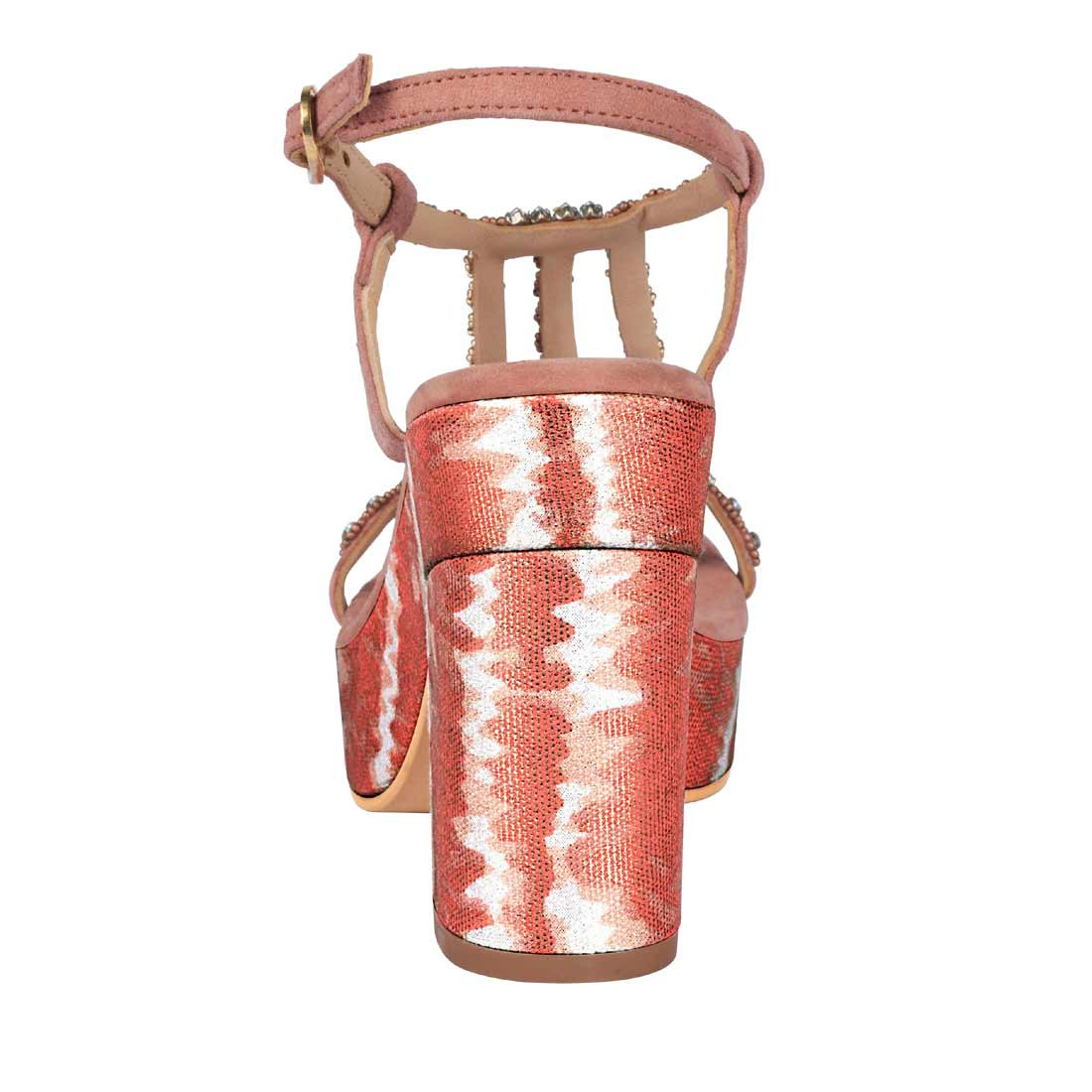 Marken-Sandalette m. Strasssteinen koralle