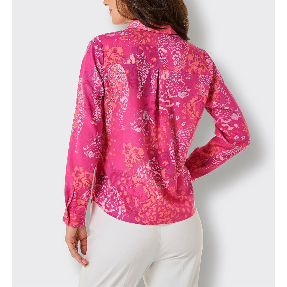 Lyocell-Druckbluse fuchsia-koralle