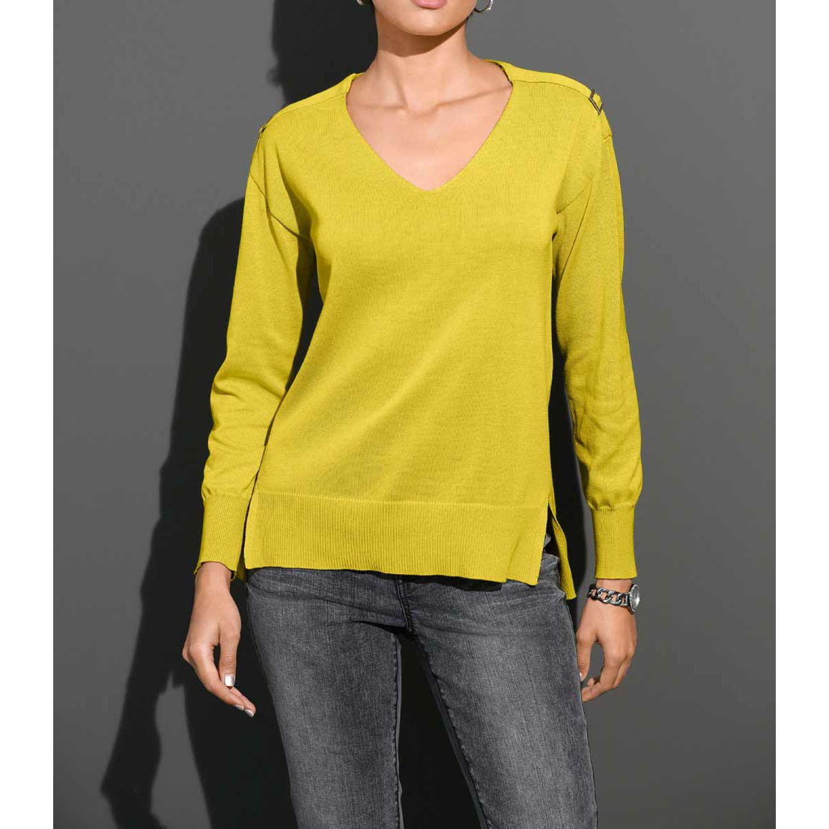 Feinstrickpullover gelbgrün