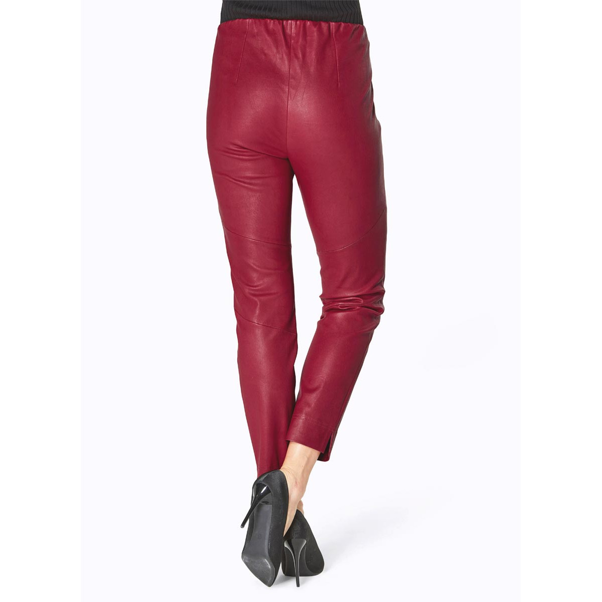 Lammnappa-Stretch-Lederleggings rot