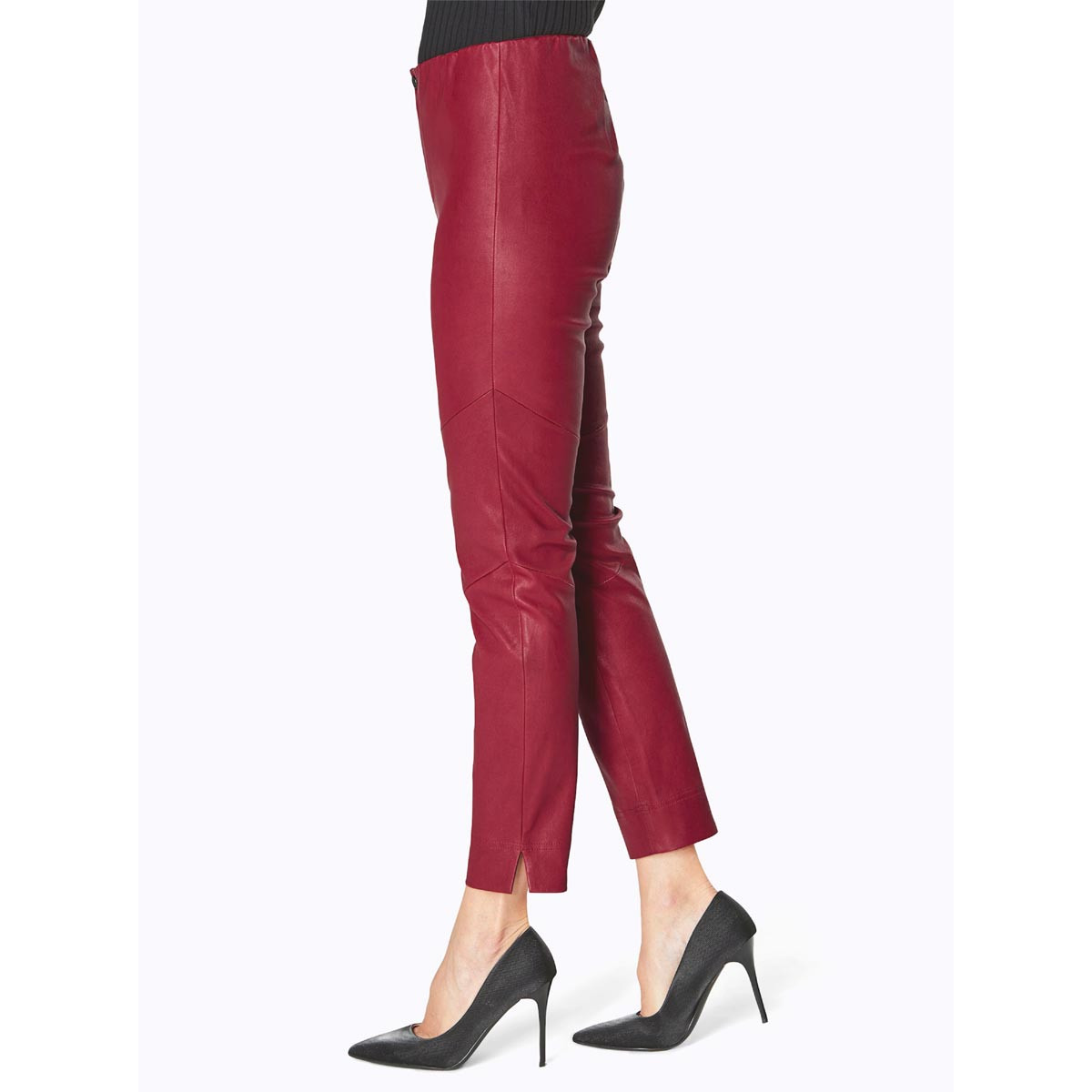 Lammnappa-Stretch-Lederleggings rot