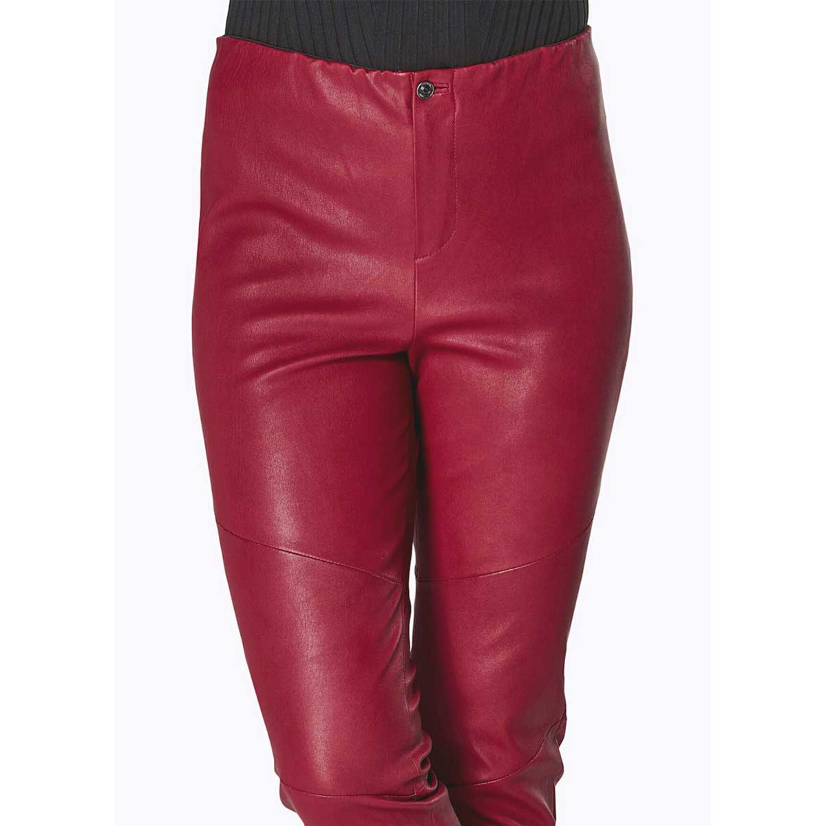 Lammnappa-Stretch-Lederleggings rot