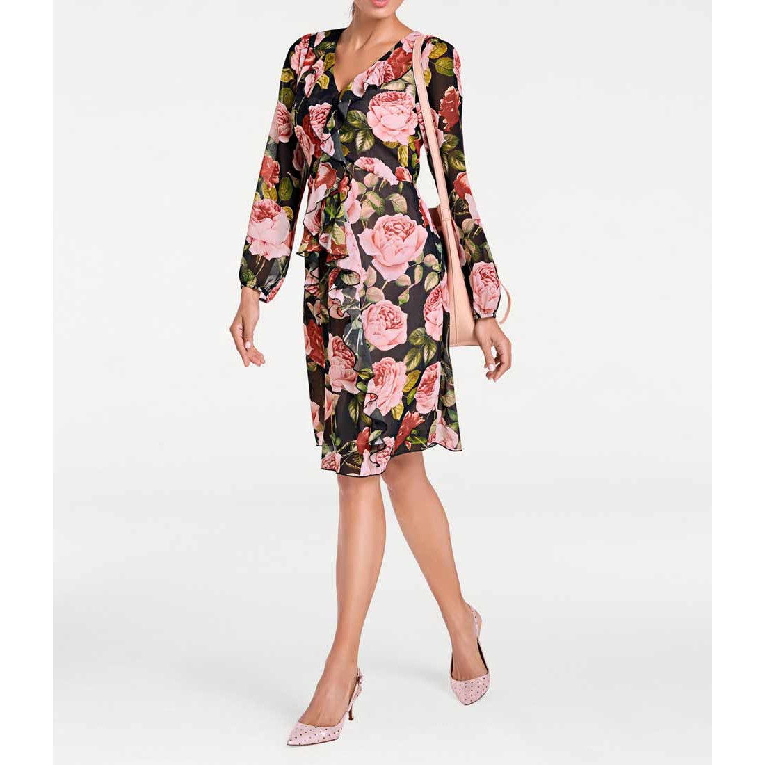 Designer-Chiffon-Druckkleid bunt