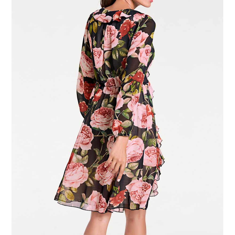 Designer-Chiffon-Druckkleid bunt