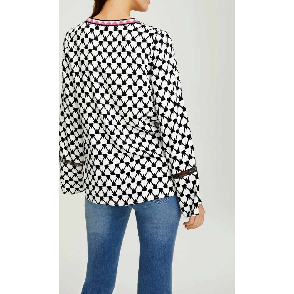 Designer-Druckbluse schwarz-weiß