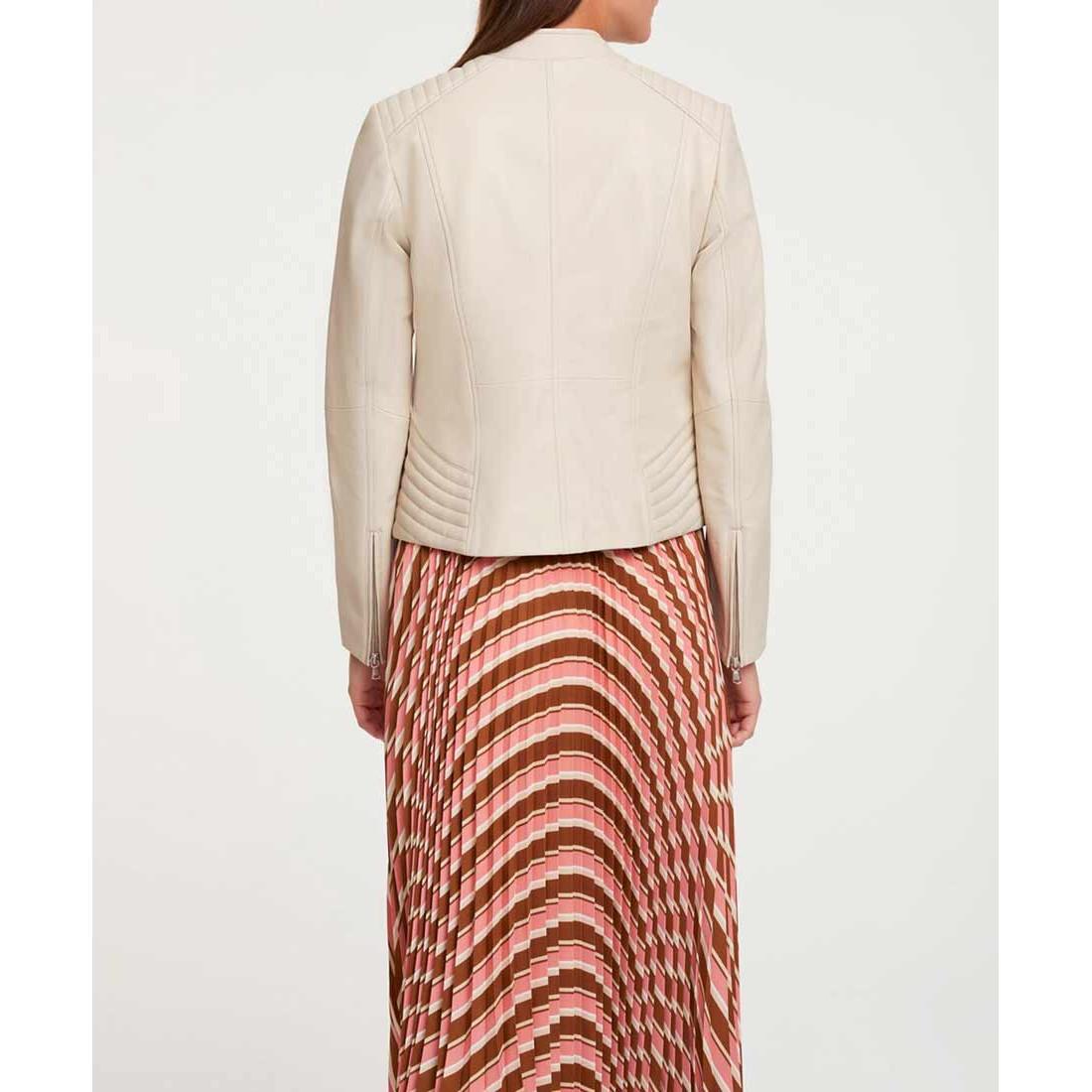 Designer-Lammnappalederjacke creme