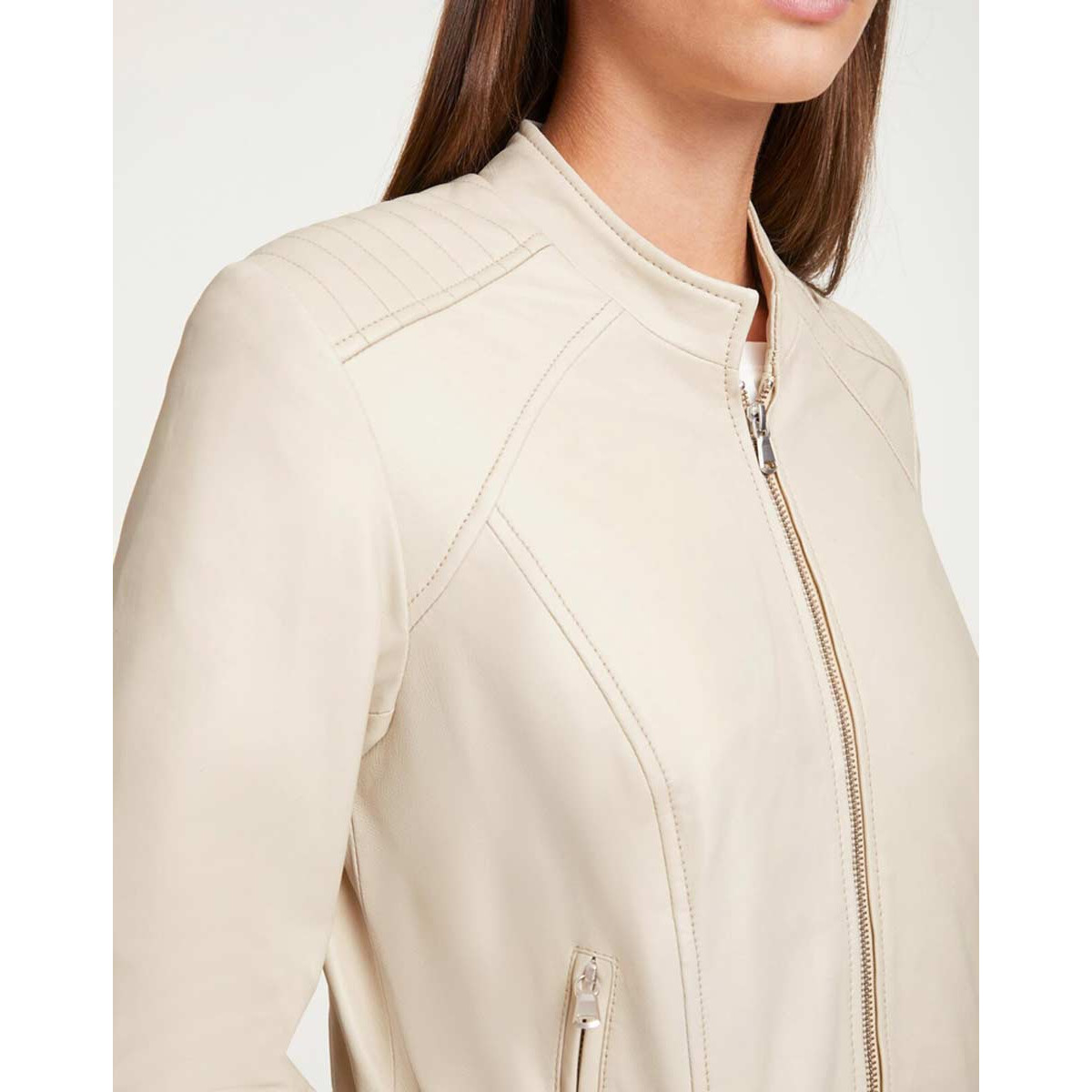 Designer-Lammnappalederjacke creme