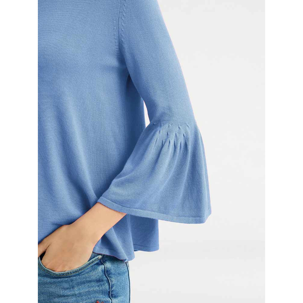Designer-Pullover m. Volants blau