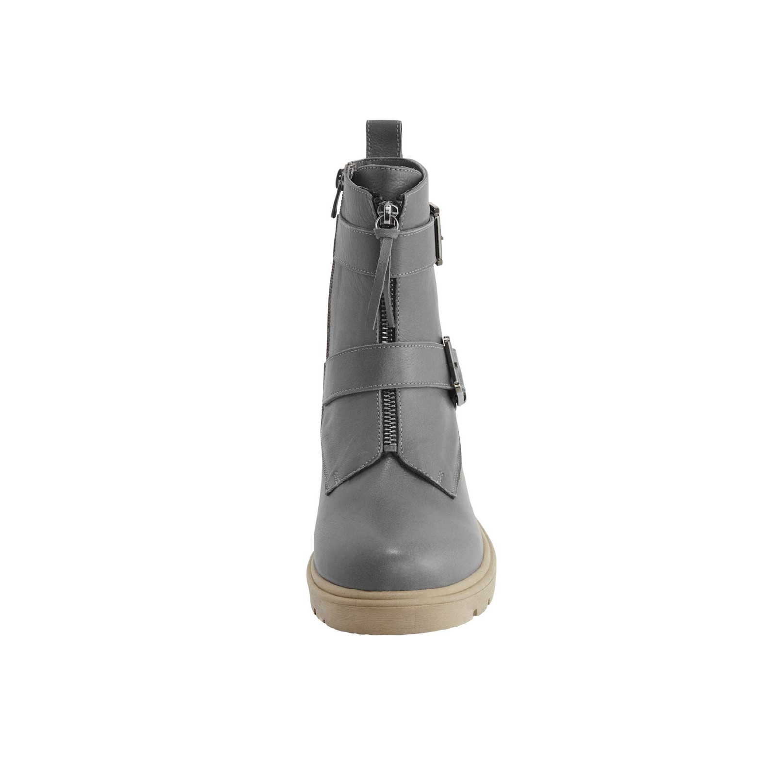 Rind-Nappaleder-Stiefelette grau