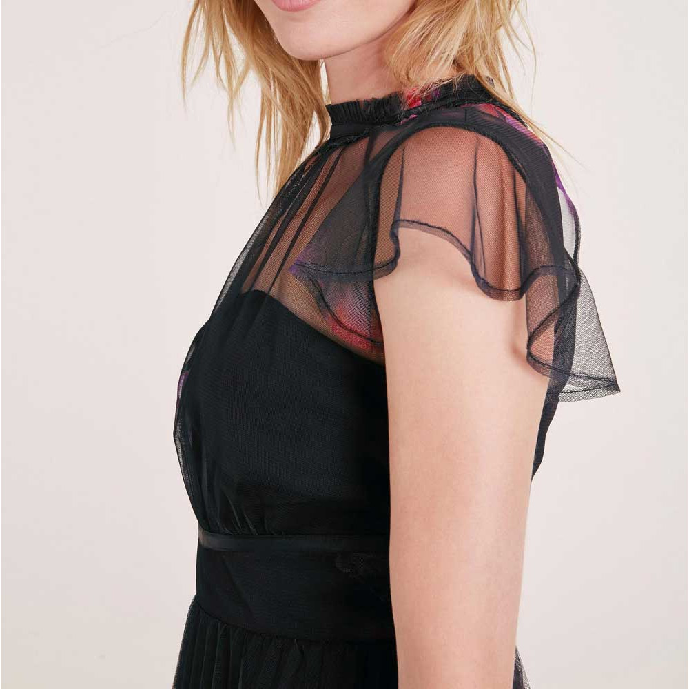 Designer-Plisseekleid schwarz-bordeaux