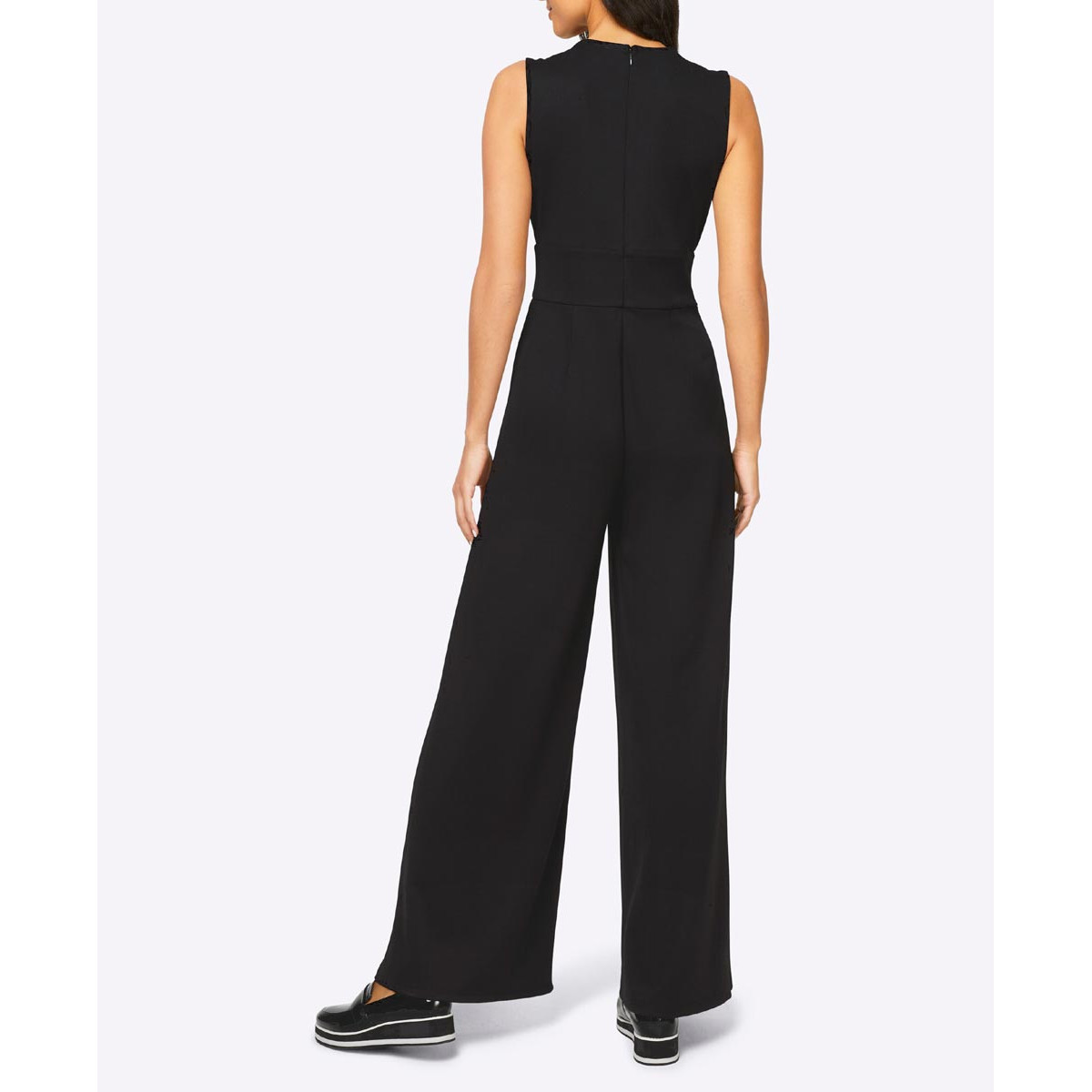 Designer-Jersey-Jumpsuit m.weitem Bein schwarz