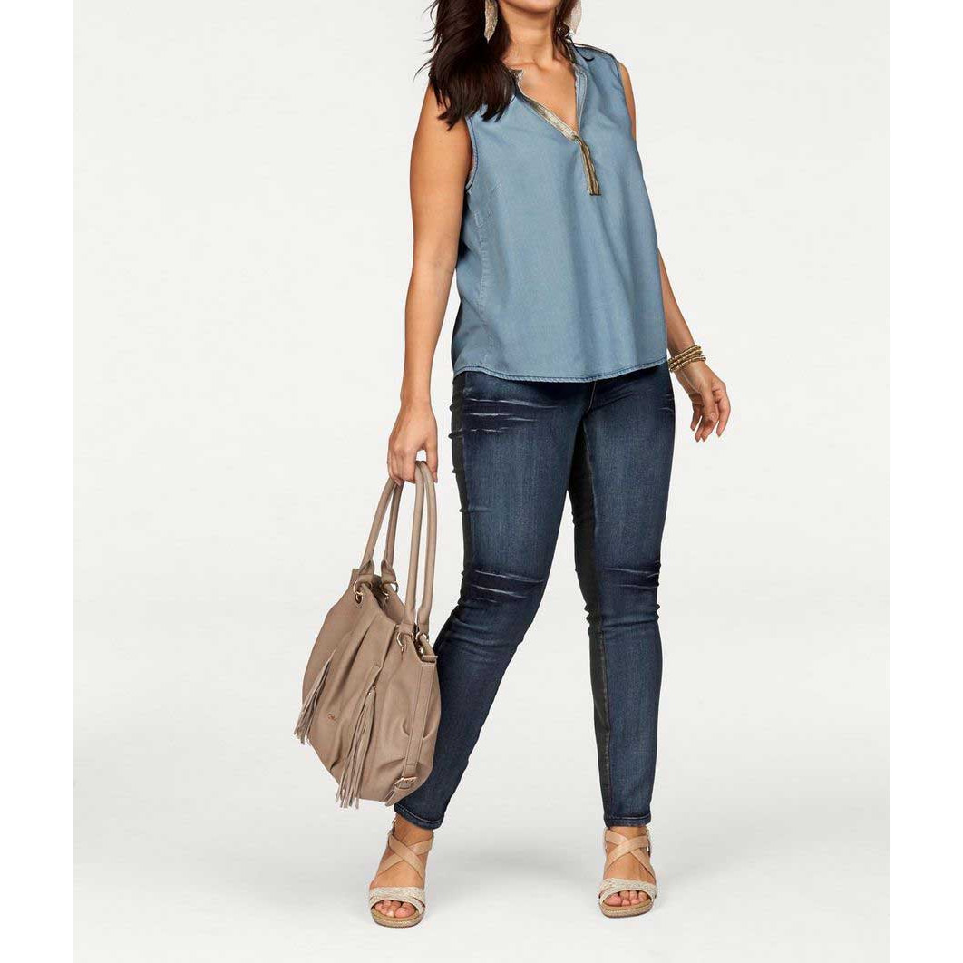 Marken-Denim-Top hellblau-gold
