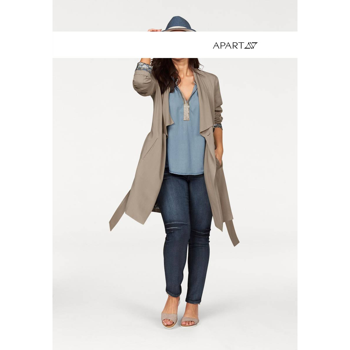 Marken-Denim-Top hellblau-gold