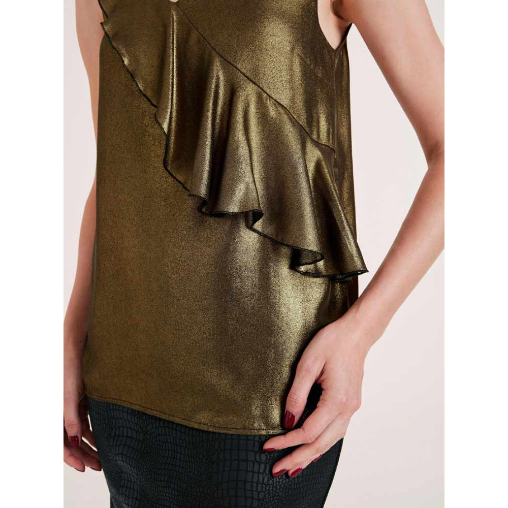 Designer-Blusentop gold-schwarz