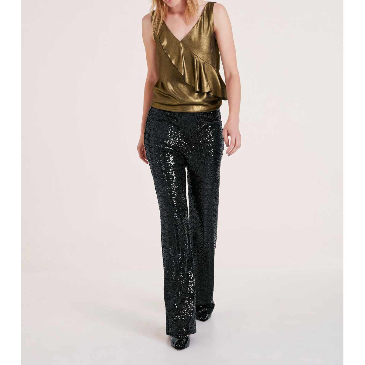 Designer-Blusentop gold-schwarz