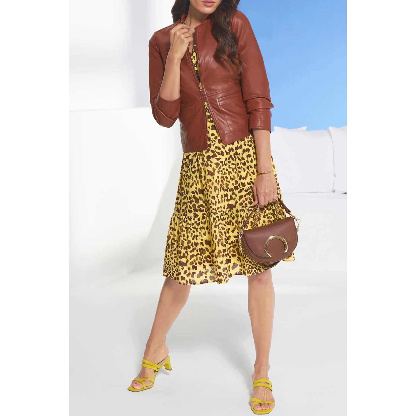 Designer-Lammnappalerderjacke rotbraun