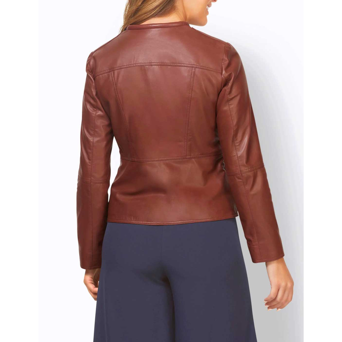 Designer-Lammnappalerderjacke rotbraun