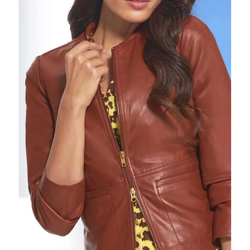 Designer-Lammnappalerderjacke rotbraun