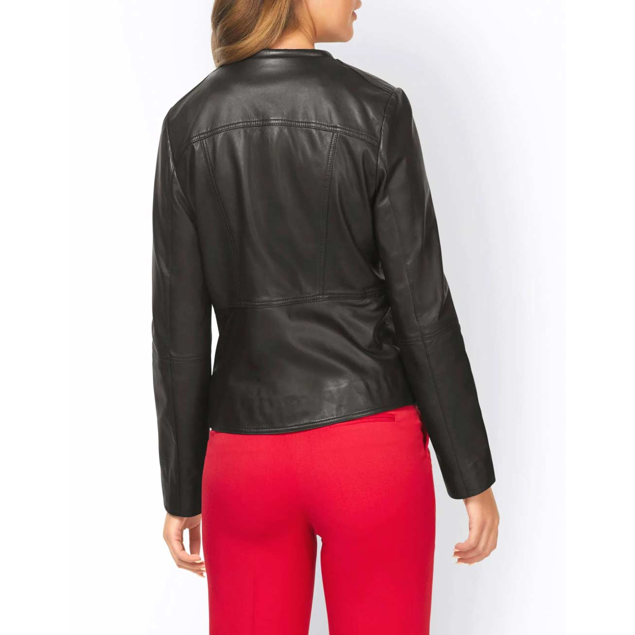 Designer-Lammnappalederjacke schwarz