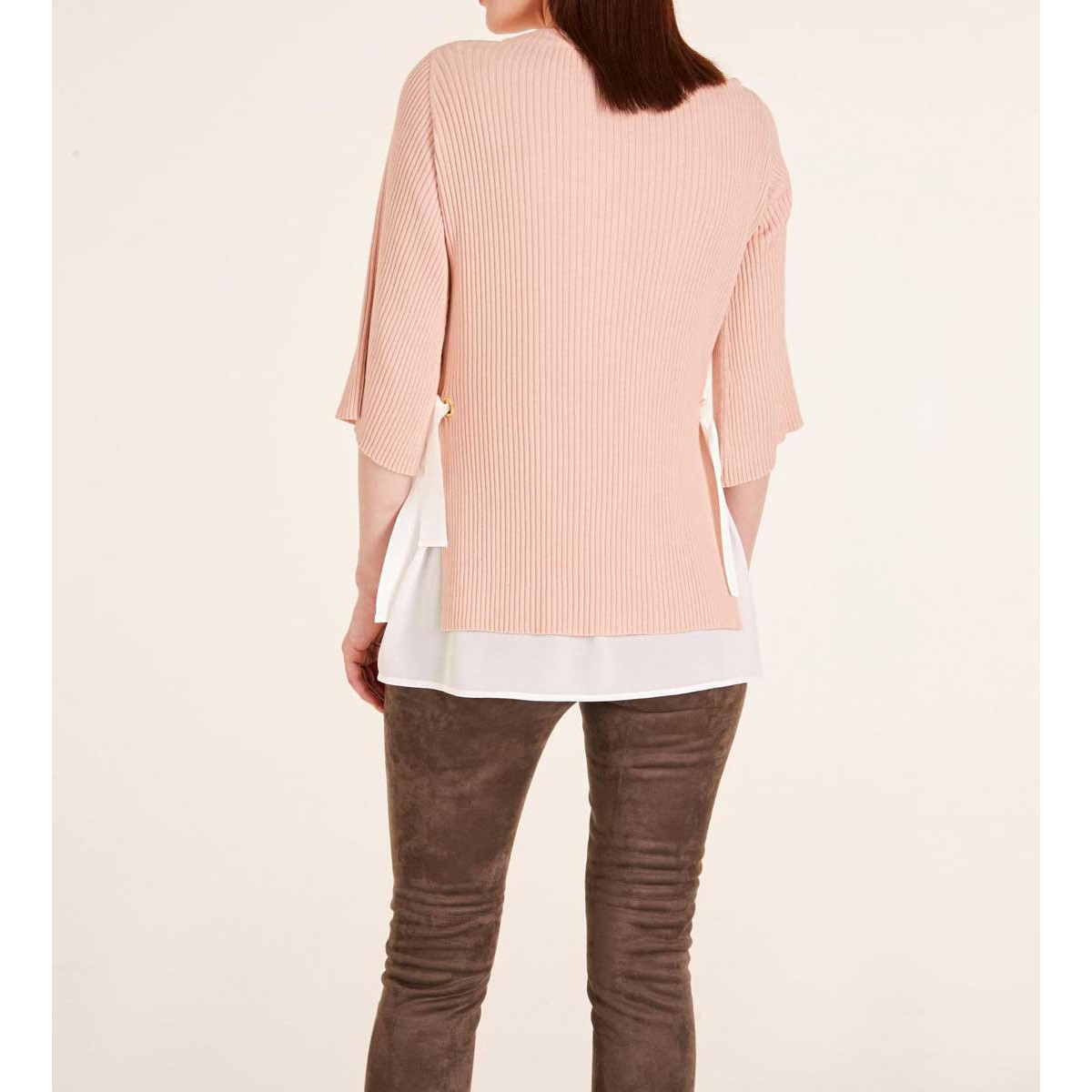 Designer-Pullover-2-in-1 rosé-ecru