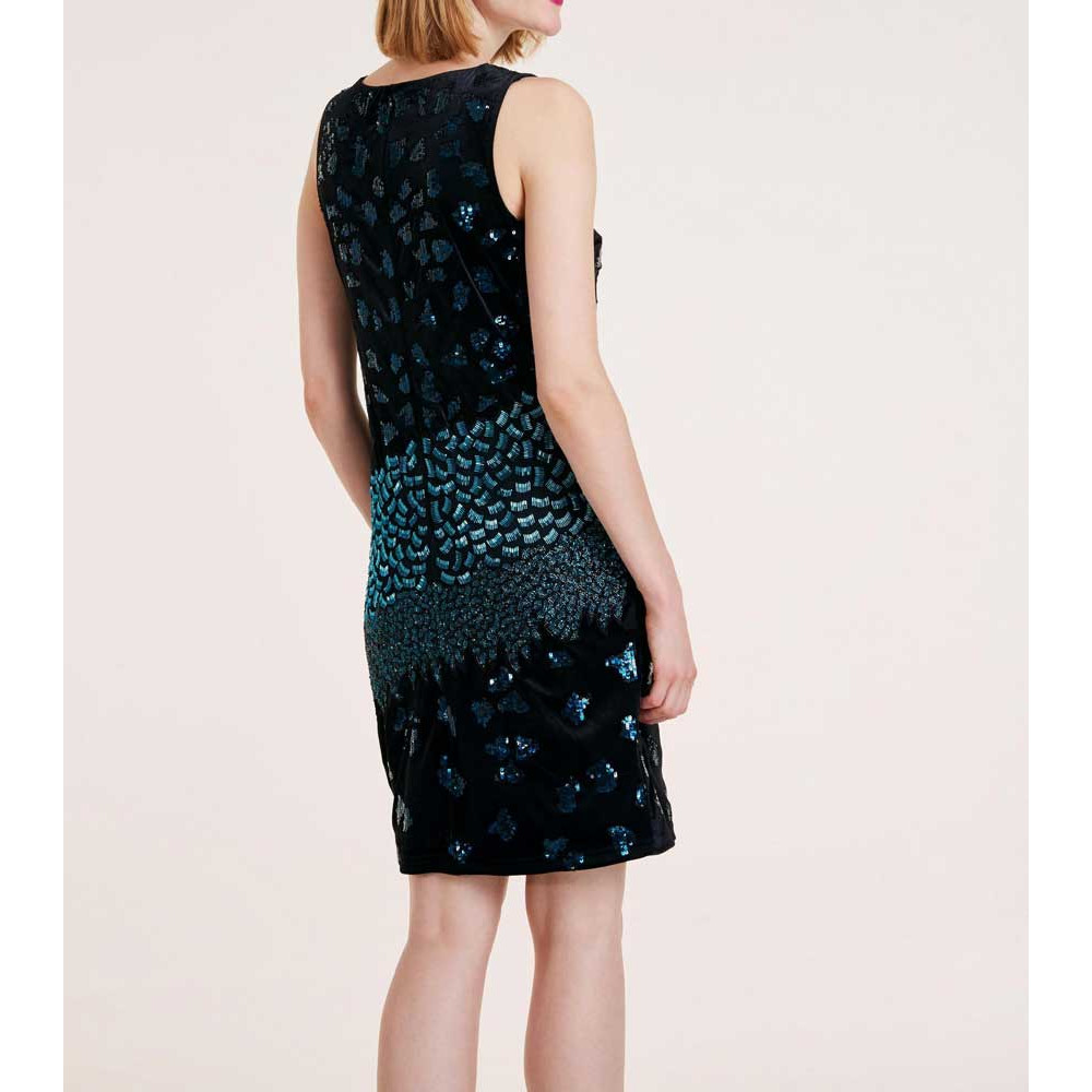 Designer-Cocktailkleid m. Pailletten schwarz-bunt