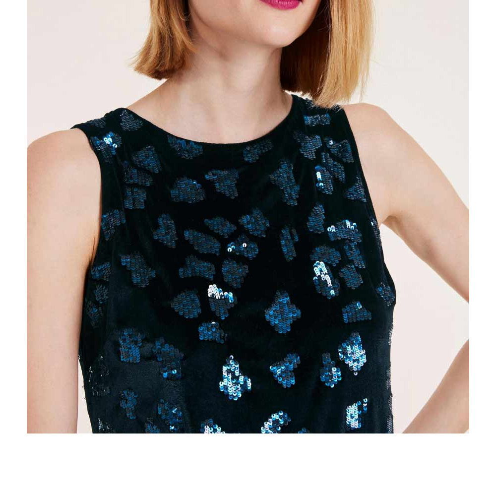 Designer-Cocktailkleid m. Pailletten schwarz-bunt