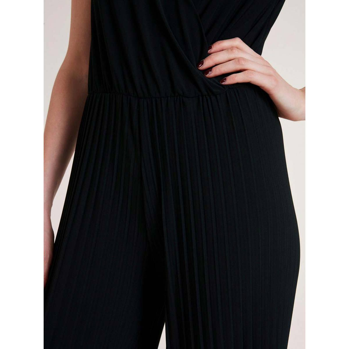 Designer-Plissee-Overall schwarz