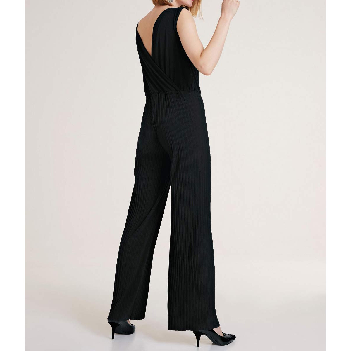 Designer-Plissee-Overall schwarz