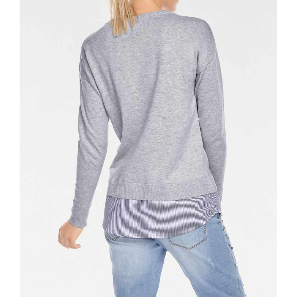 2-in-1-Pullover grau-melange