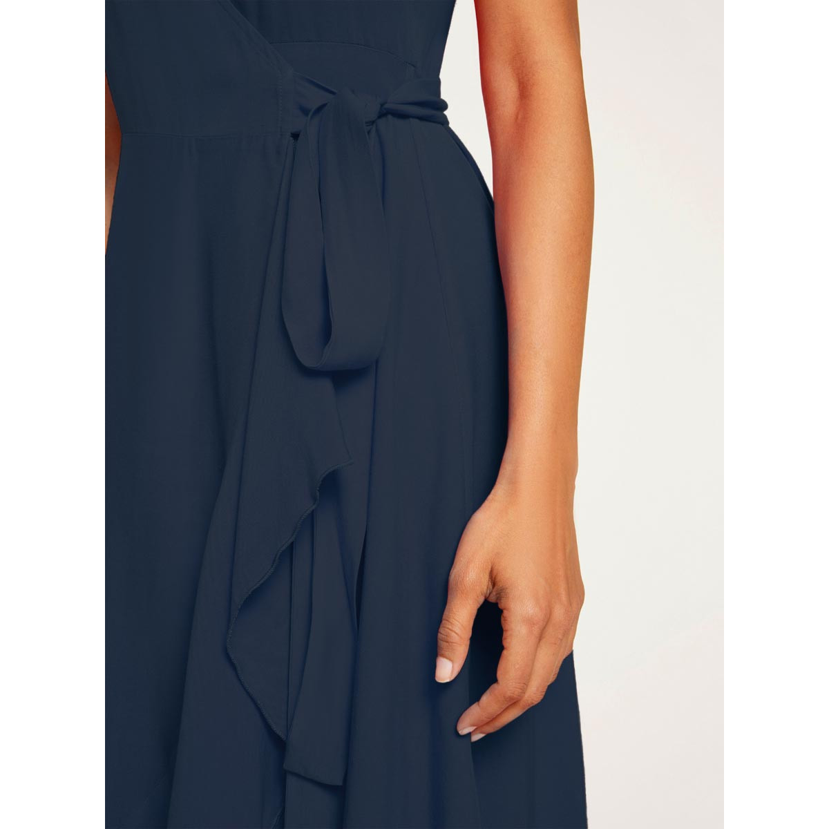 Designer-Wickelkleid m. Volant marine