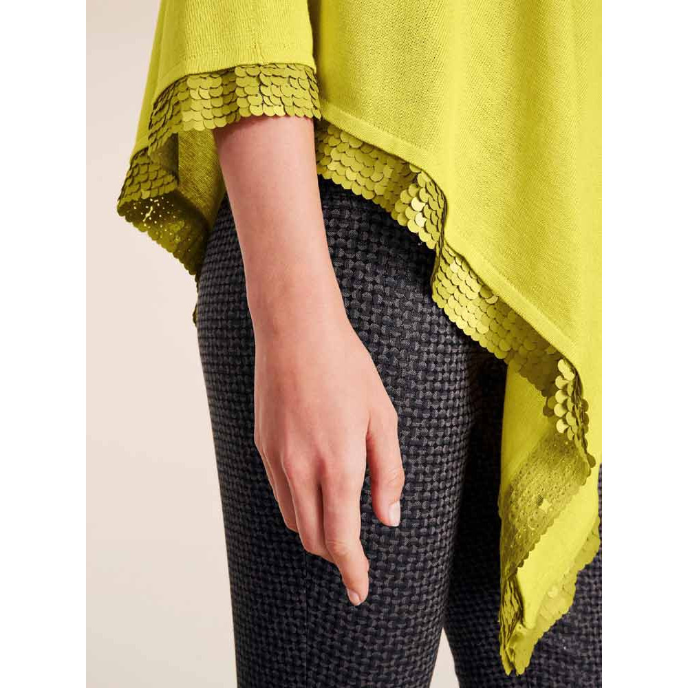 Designer-Feinstrickponcho m. Pailletten limette