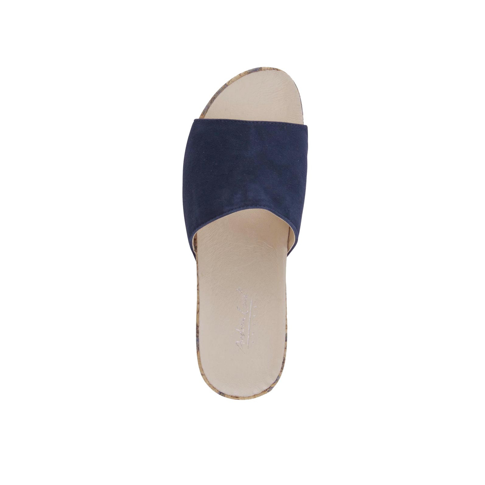 Ziegen-Veloursleder-Pantolette blau