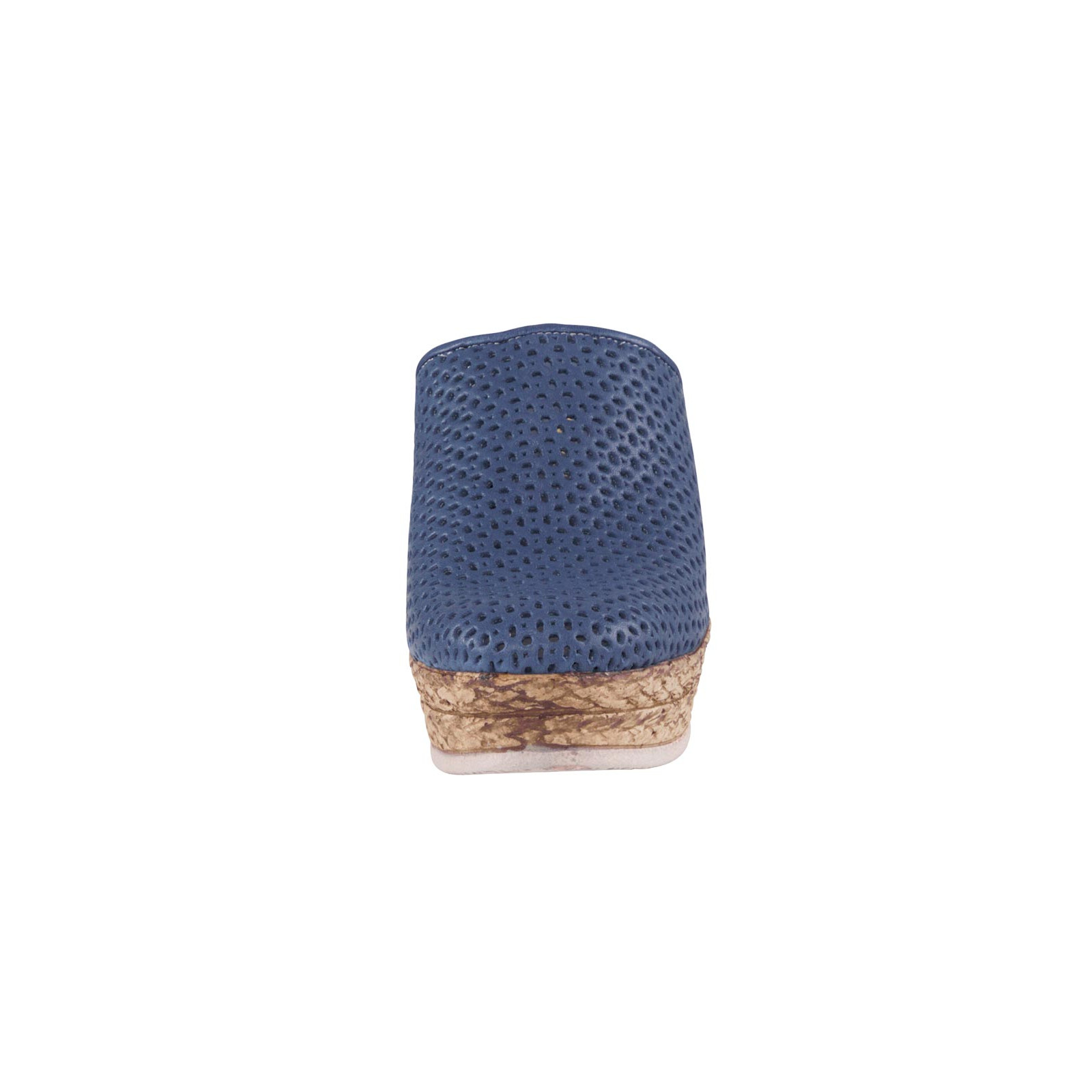 Rindleder-Cut-Out-Clog jeansblau