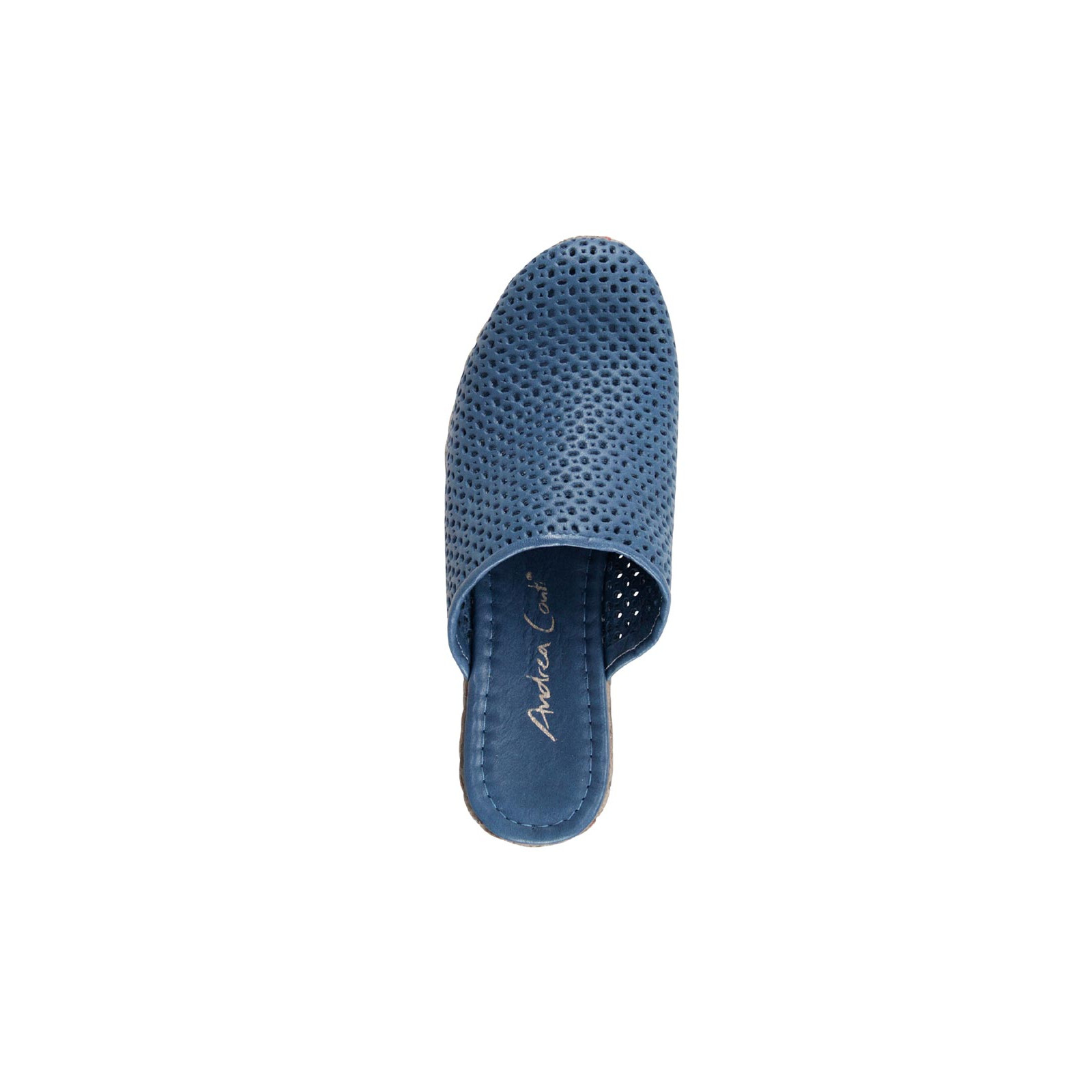 Rindleder-Cut-Out-Clog jeansblau