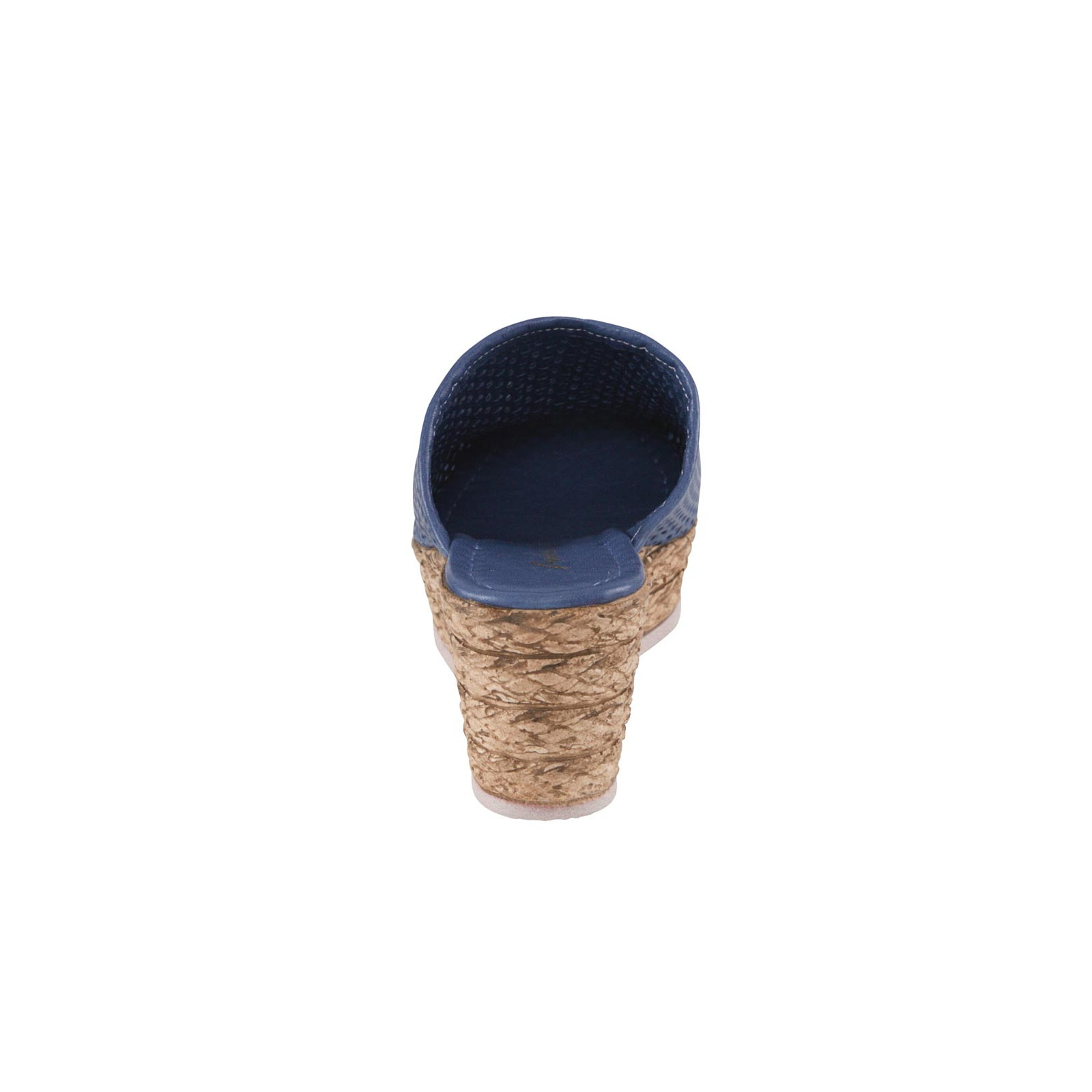 Rindleder-Cut-Out-Clog jeansblau