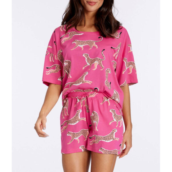 367.846-1 All-over animal print shorty pink pattern