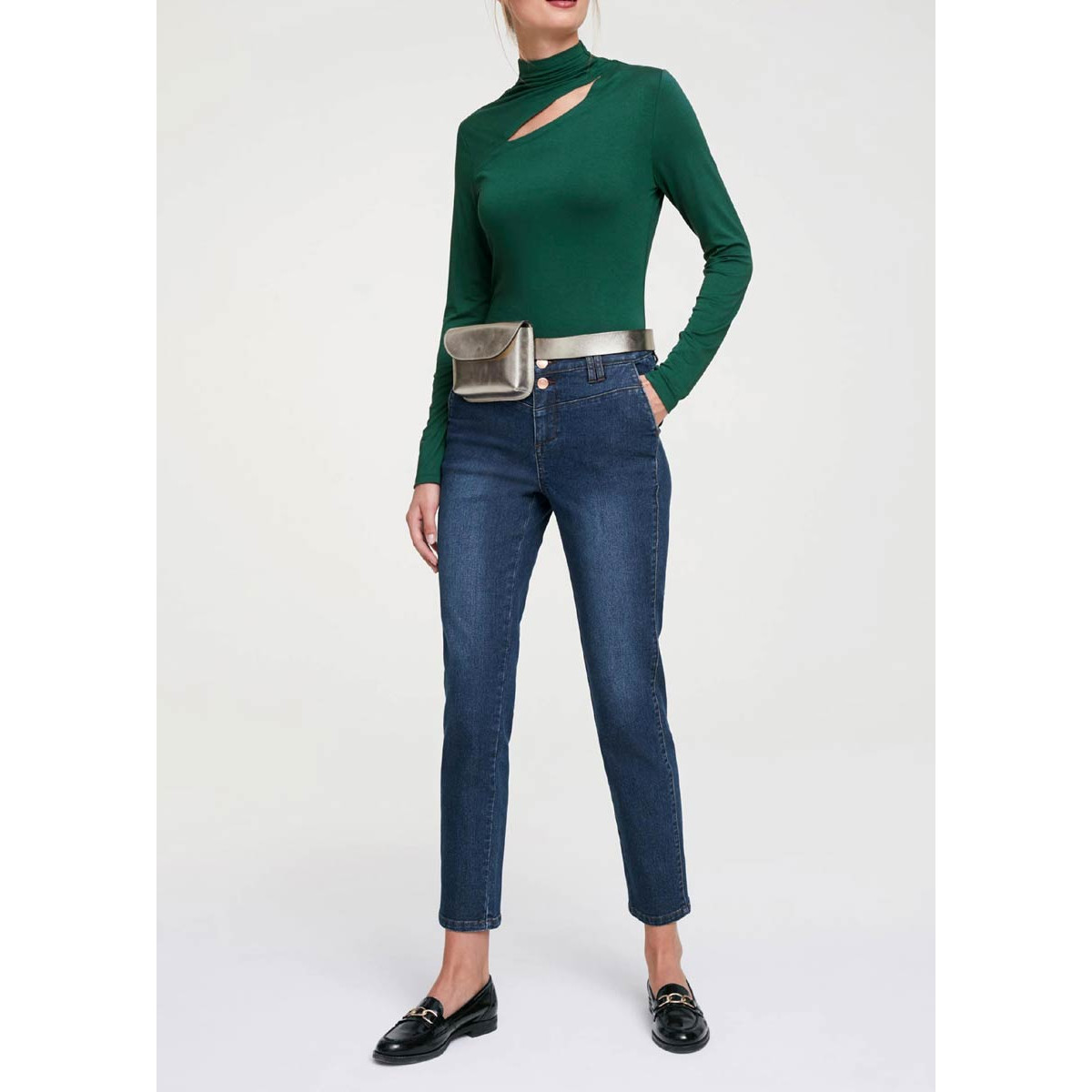 Designer-Jerseyshirt m. Cut-Out grün