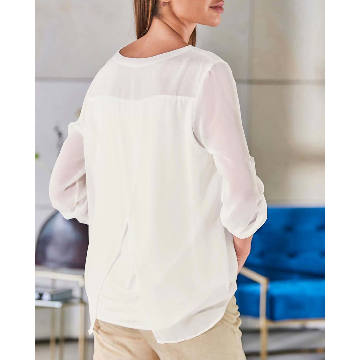 Designer-Two-in-one-Look-Bluse ecru