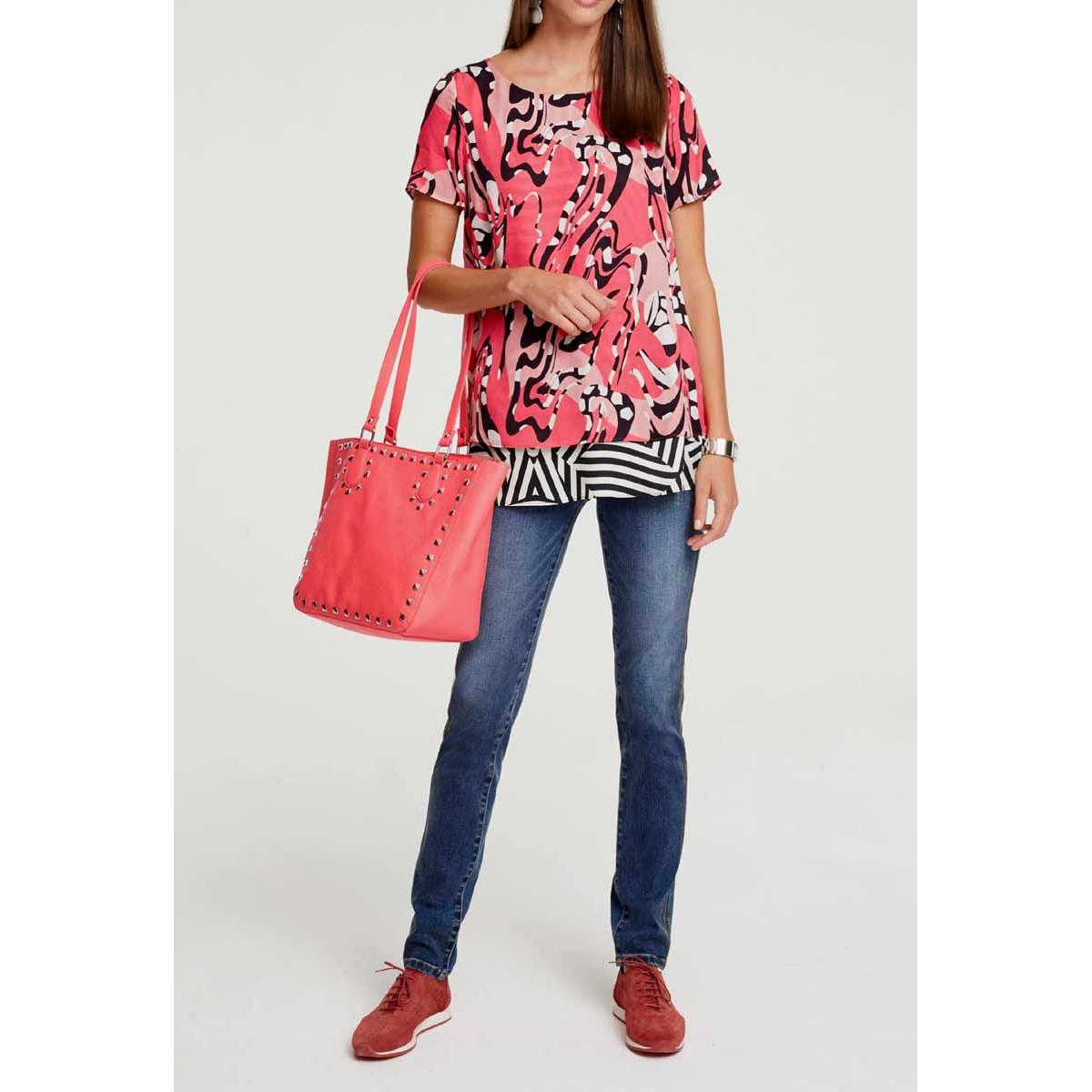 Designer-Druckbluse bunt