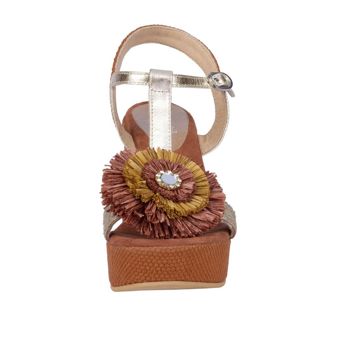 Marken-Sandalette zimt-goldfarben