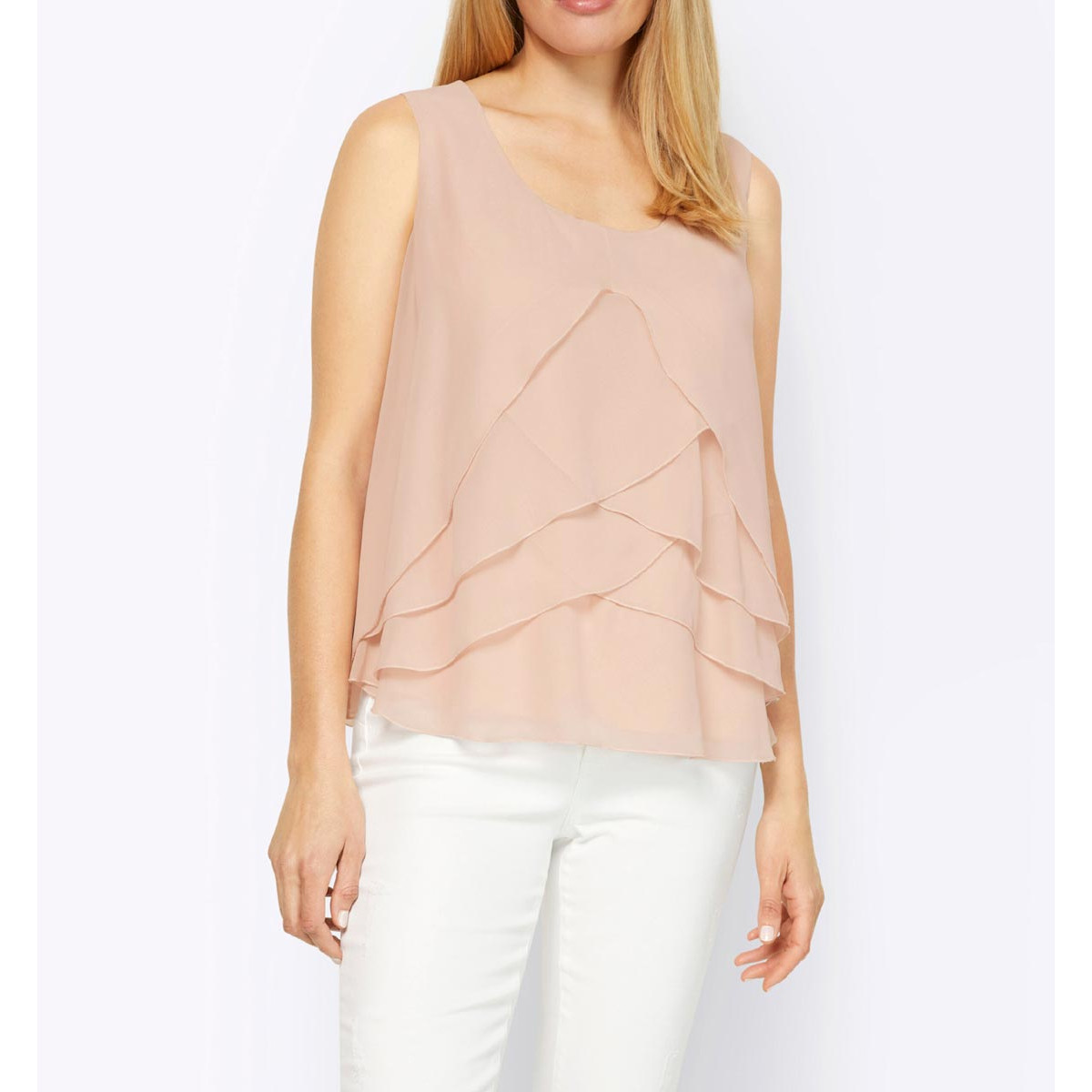 Designer-Lagen-Blusentop m. Volants puder